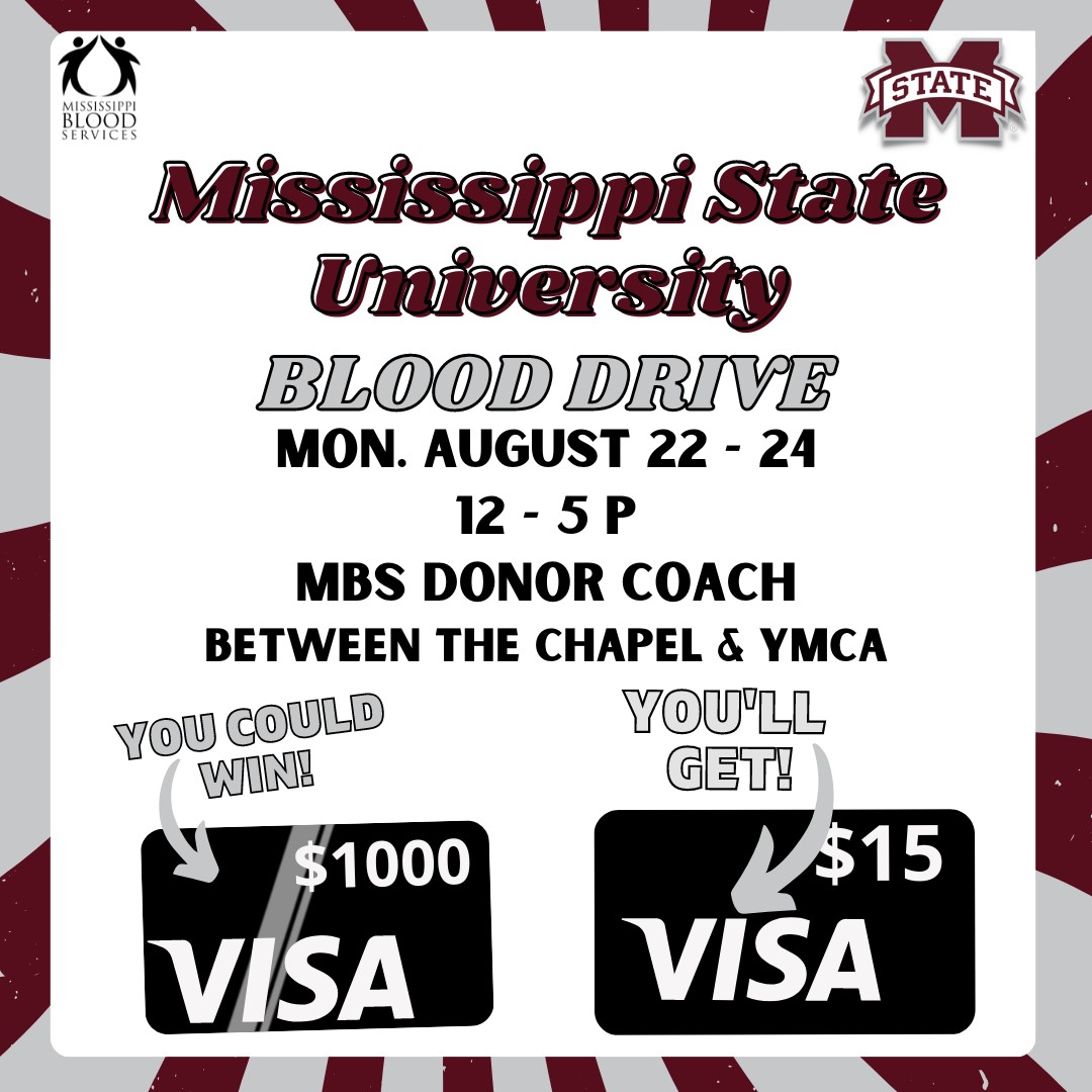 Mississippi Blood Services holds mobile drive on campus Aug. 2224
